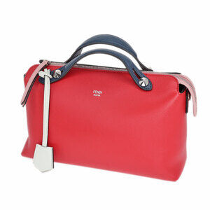 Fendi By The Way handbag navy blue handles white charm Red